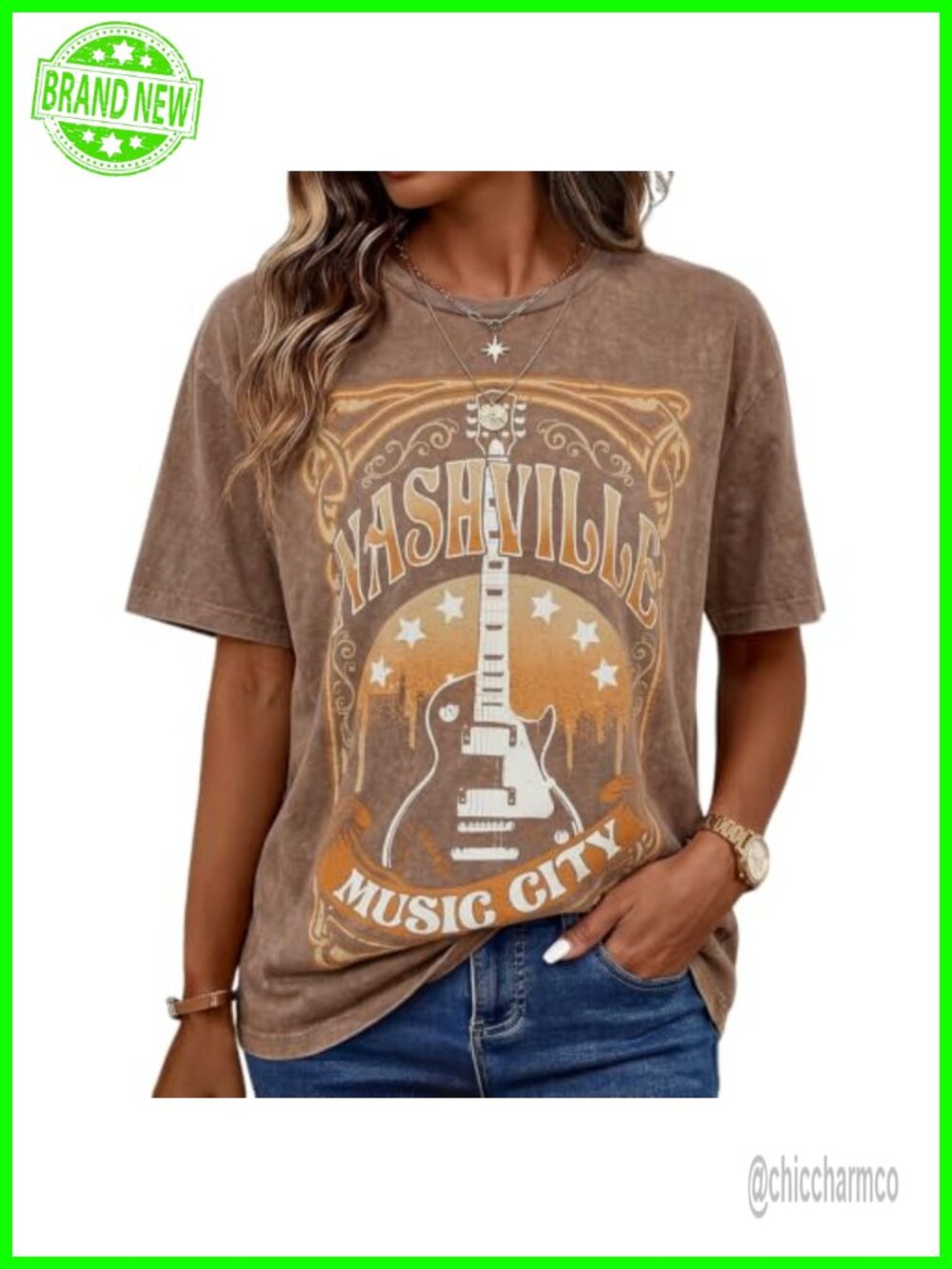 Women's Nashville Country Music Concert Graphic T-Shirt Distressed